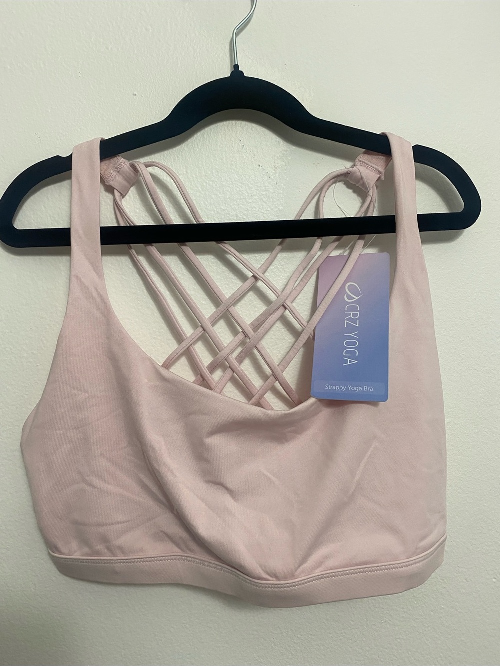 CRZ YOGA Strappy Back Sports Bra - Pale Pink